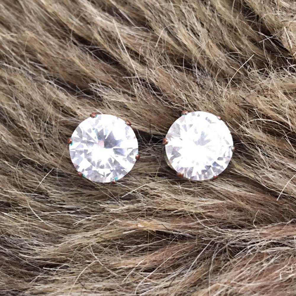 Vintage 13mm 8.51 carat cz pierced stud earrings